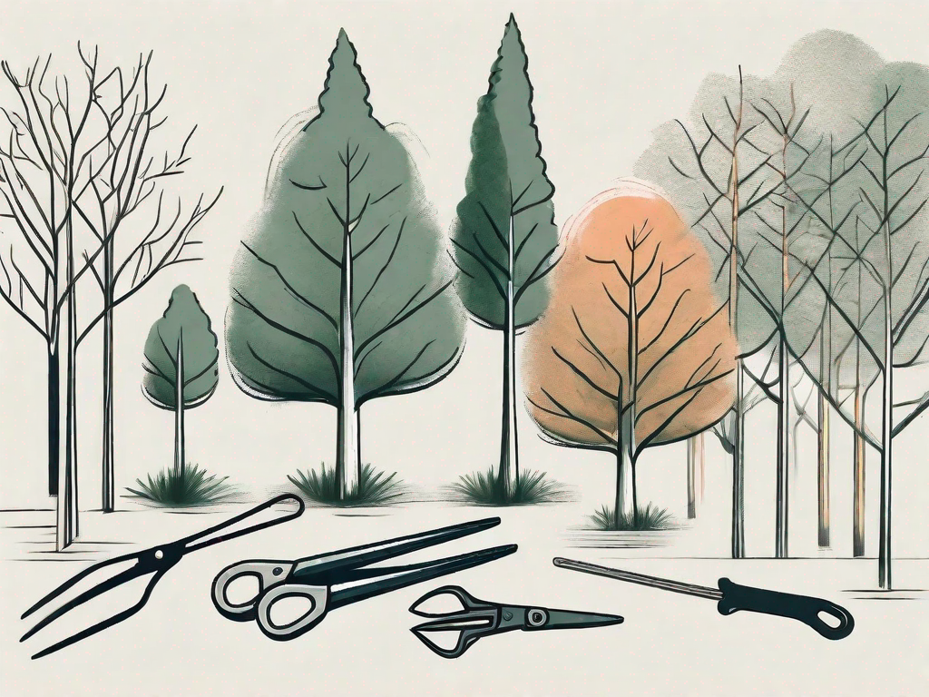 A variety of trees in different stages of pruning