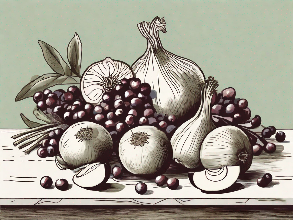 Various foods rich in quercetin such as onions