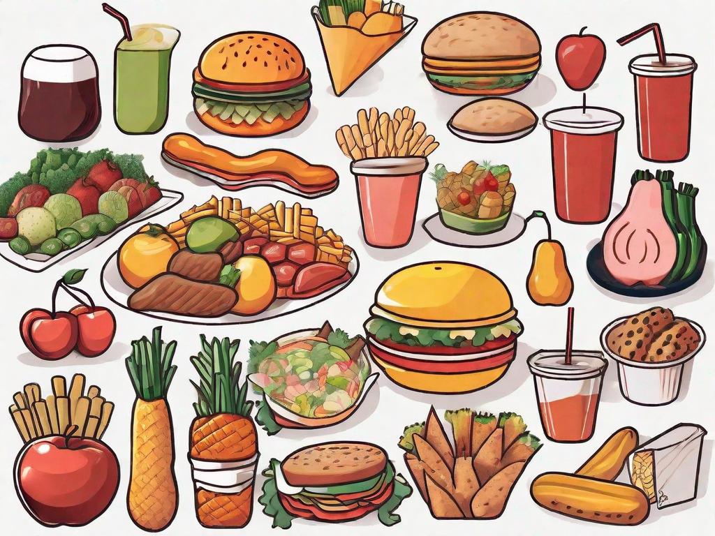 Various types of food such as fruits