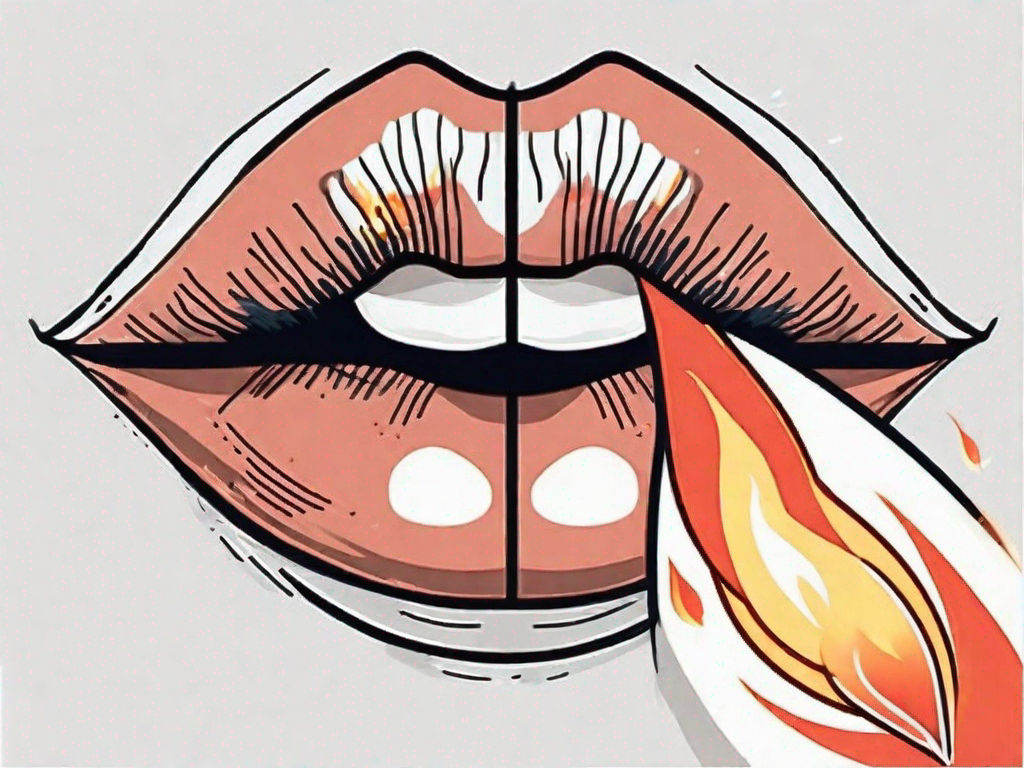 A pair of lips with a small flame symbolizing burning calories