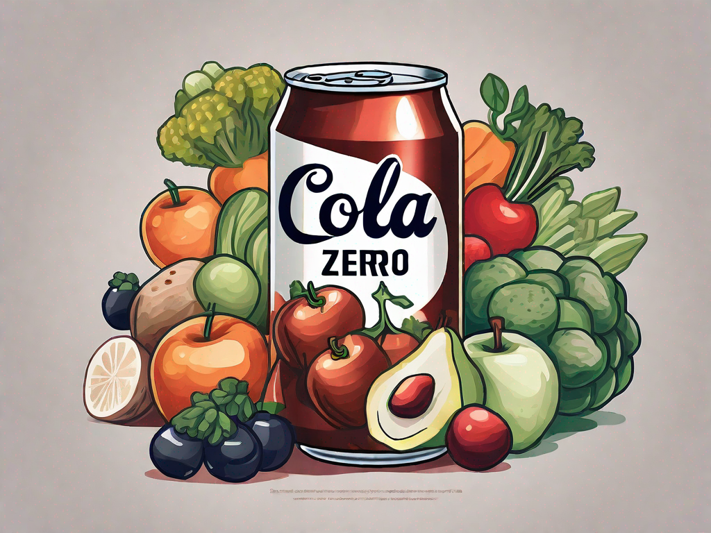 A can of cola zero with a magnifying glass focusing on it