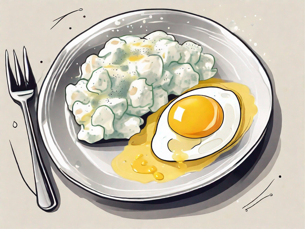 A scrambled egg on a plate